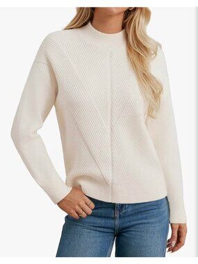 NWT XL Grace Karin Women’s Ribbed Sweater Cream Soft